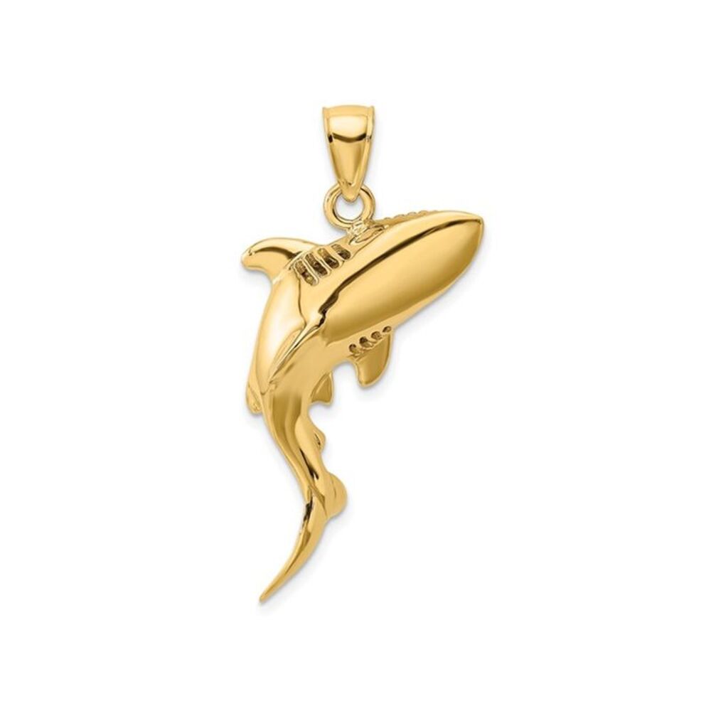 14K Yellow Gold Shark Charm Pendant (NO CHAIN)